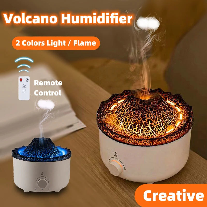 Volcano Diffuser Essential Oils Jellyfish Cool Mist Air Humidifier Flame AromaDiffuser for Bedroom Smell for Home 180ml 7 Color