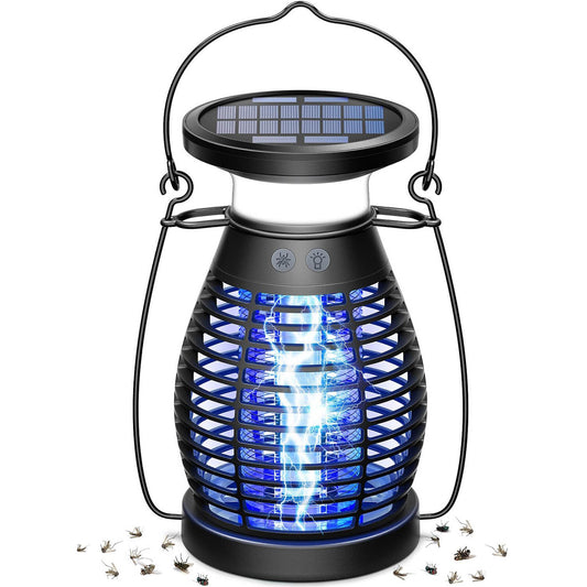 Uiage Bug Zapper Outdoor, Solar &Rechargeable Mosquito Zapper forGnats, Flies, Moths, 4200V HighPowered Electric Fly Trap Zapper, 3 in 1Waterproof Bug Killer Lantern forCamping, Patio, Yard, Home