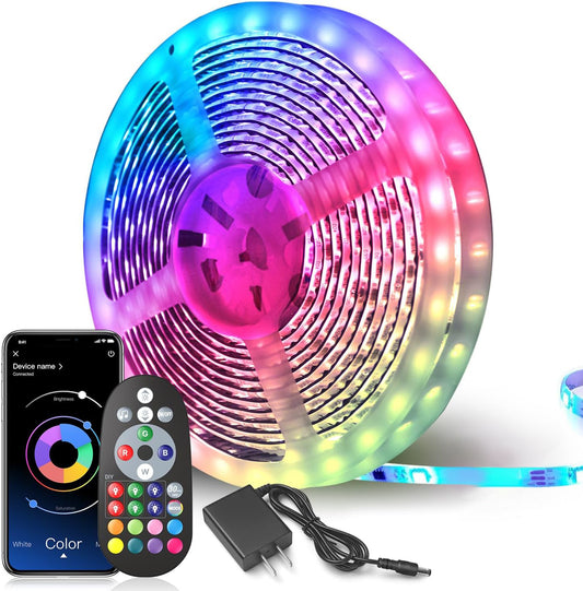 100 Ft LED Lights for Bedroom Music sync ColorChanging RGB LED Strip Rope Light