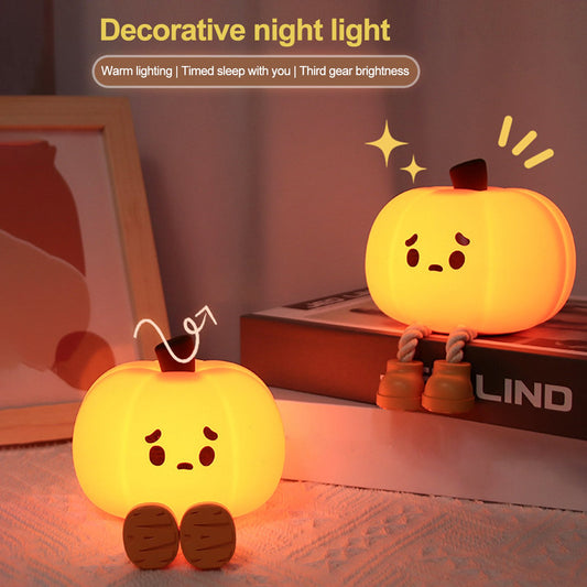 Wharick Pumpkin Night Light for Kids, LEDBedside Lamp, with Timer Night Lamp Silicone forBedroom Nursery Office