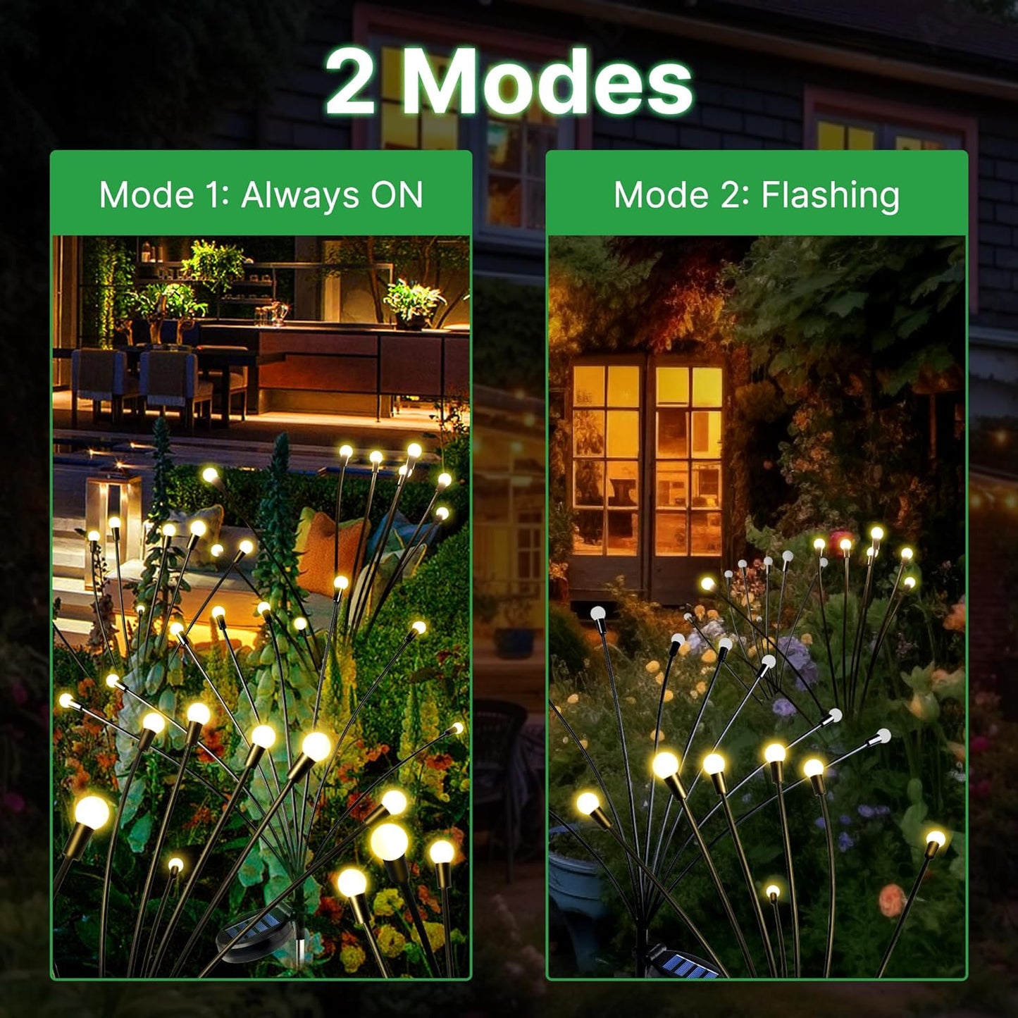 Paquete de 4 luces solares de jardin, 8 lucesLED mejoradas para exteriores, luces de altaflexibilidad con energia solar, luces de estacaimpermeables para patio, camino, decoraciónde pasarela