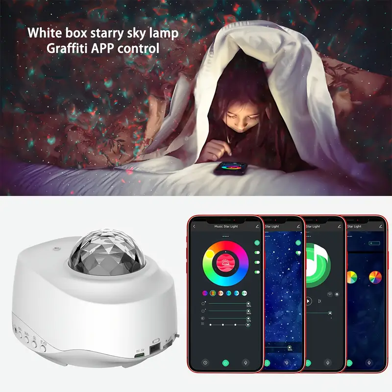 Control For Bar Home Romantic Ocean Wave Projector Lamp LED Night Light With Speaker APP+Remote+Sound