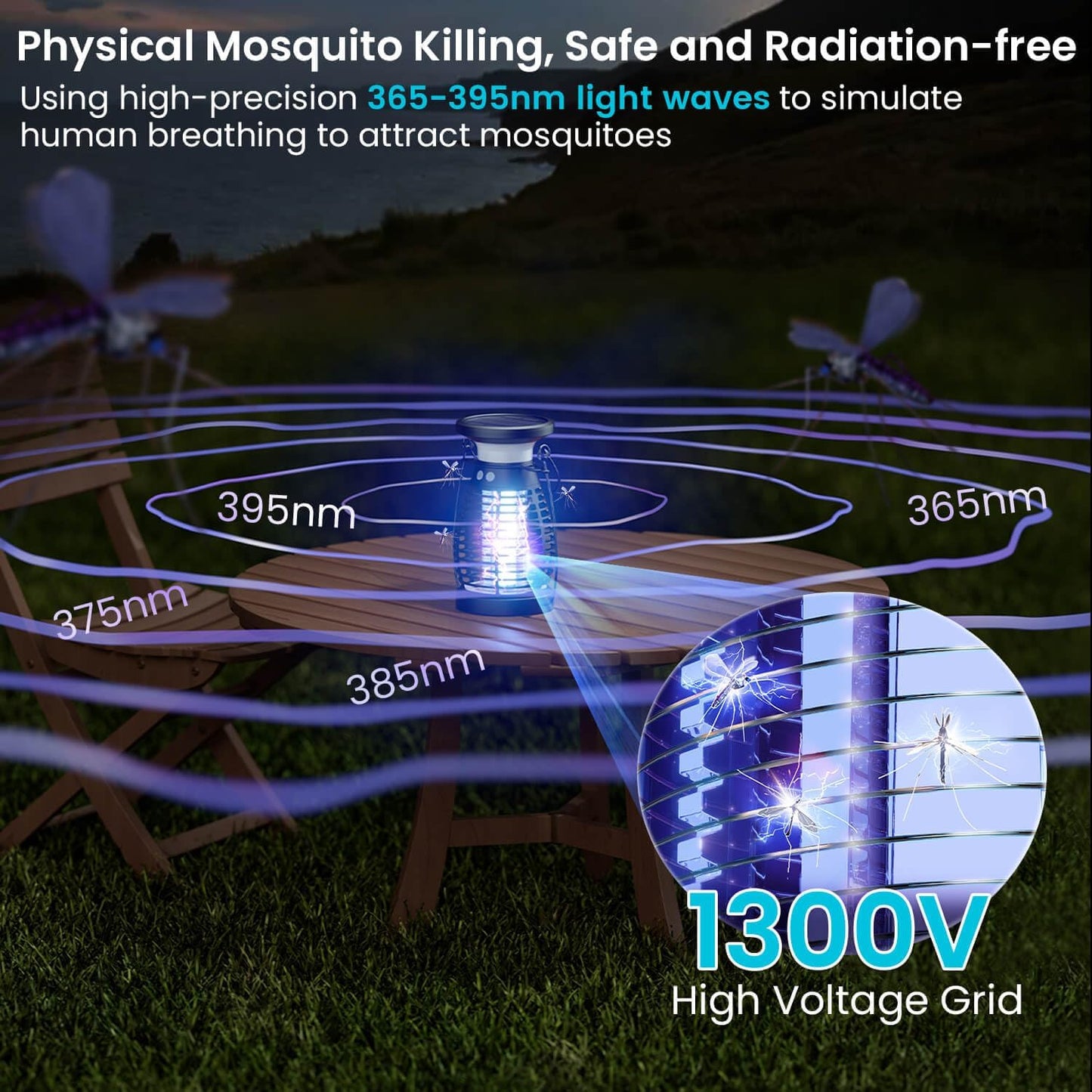 Uiage Bug Zapper Outdoor, Solar &Rechargeable Mosquito Zapper forGnats, Flies, Moths, 4200V HighPowered Electric Fly Trap Zapper, 3 in 1Waterproof Bug Killer Lantern forCamping, Patio, Yard, Home