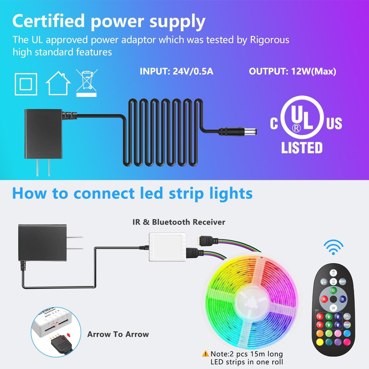 100 Ft LED Lights for Bedroom Music sync ColorChanging RGB LED Strip Rope Light