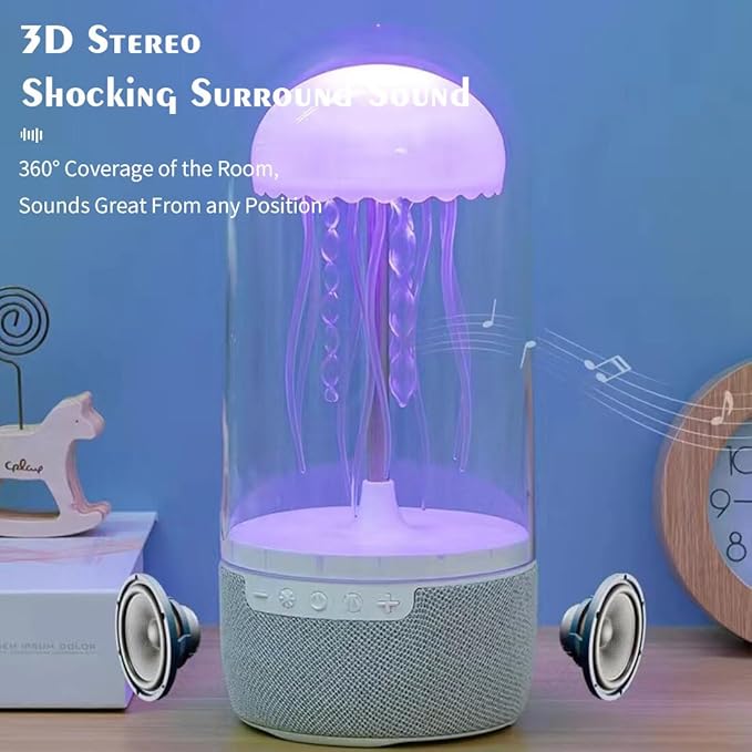 Mechanical Motion Jellyfish BluetoothSpeaker Wireless, Portable Speaker MoodNight Light Electric jellyfish Bedside LampLED Jellyfish Portable Sound Speaker Gift forAdults