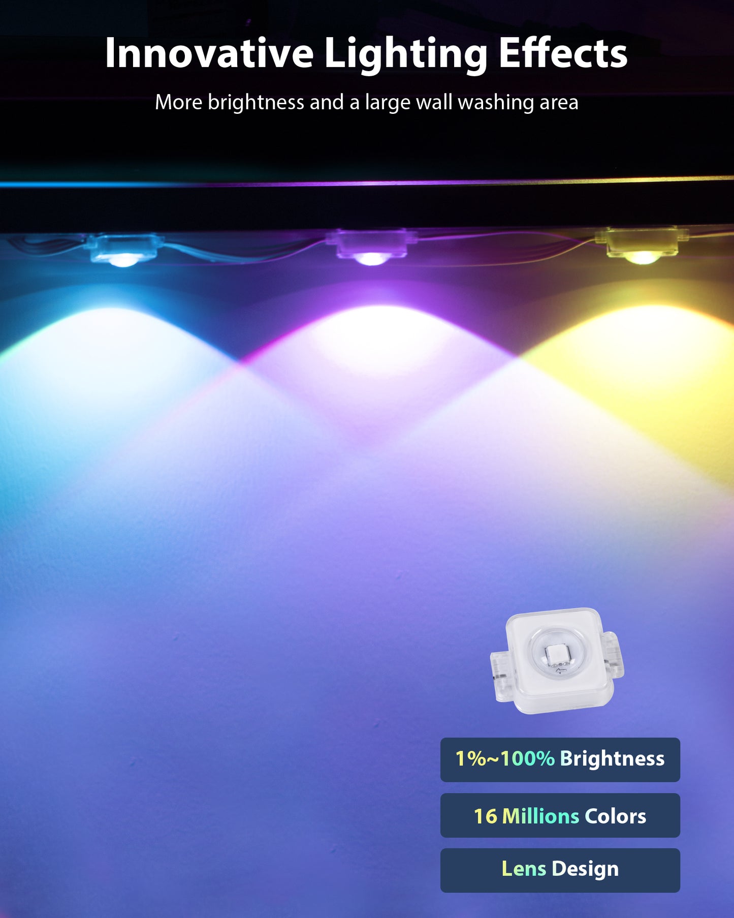 eaves light,Permanent Outdoor Lights 100ft, Smart RGB IC Eaves Lights With 72 Scene Modes, IP67 Outdoor Lighting For Holiday Decorations, Party, 60LEDS