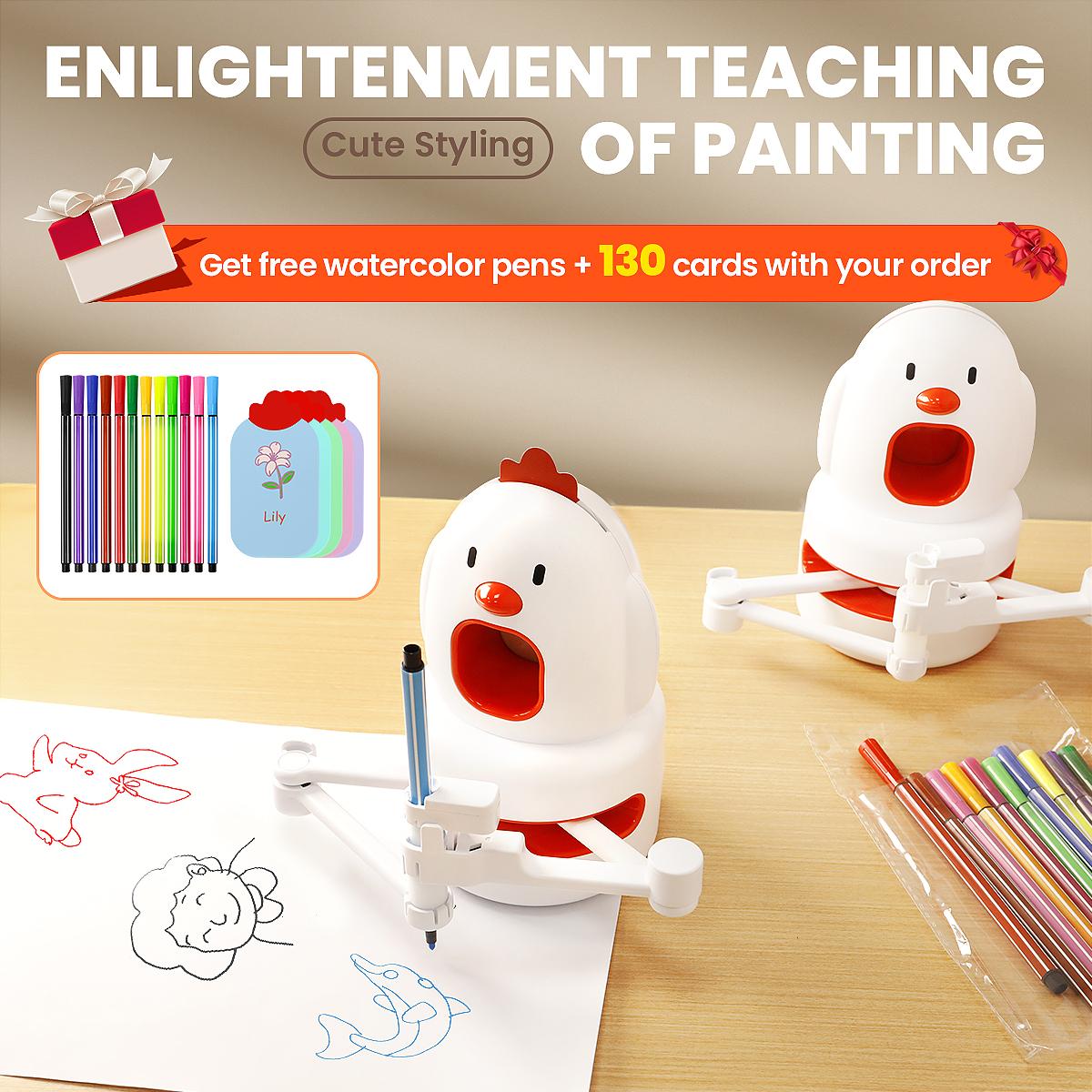 The robot drawing machine, a magic tool for parent-child interaction, helps with children's art enlightenment and comes with 130 drawing cards.