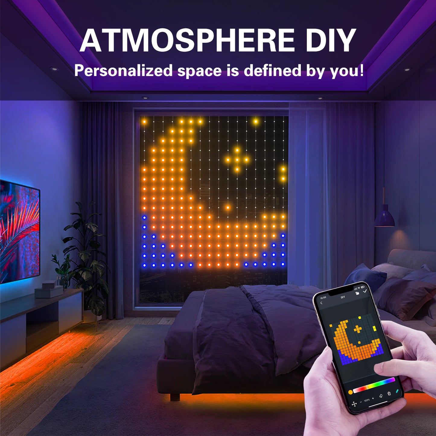 IP65 Smart APP LED Decorative CurtainLight-DlY Text/Animation