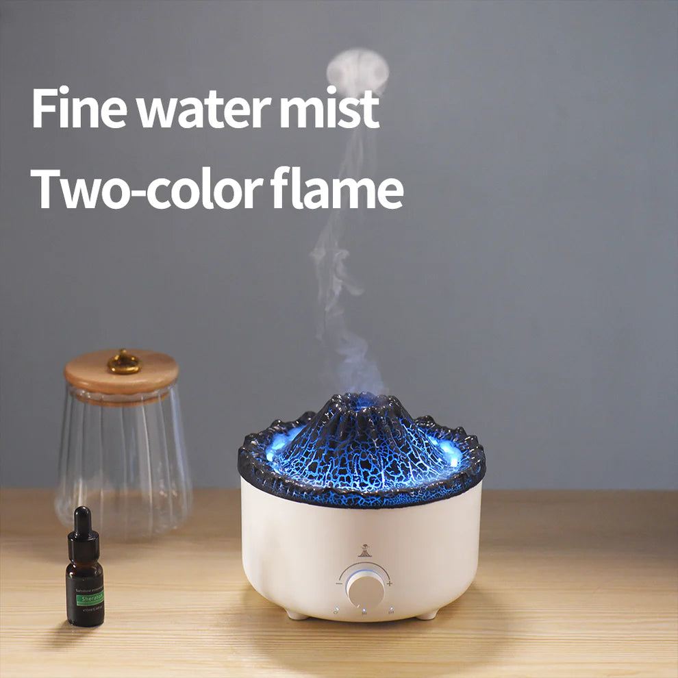 Volcano Diffuser Essential Oils Jellyfish Cool Mist Air Humidifier Flame AromaDiffuser for Bedroom Smell for Home 180ml 7 Color