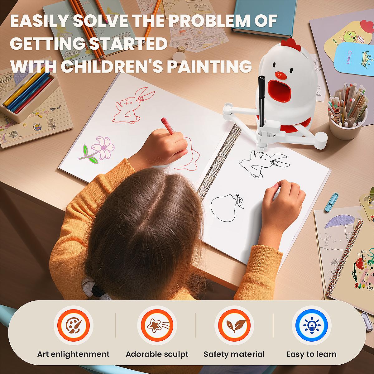 The robot drawing machine, a magic tool for parent-child interaction, helps with children's art enlightenment and comes with 130 drawing cards.