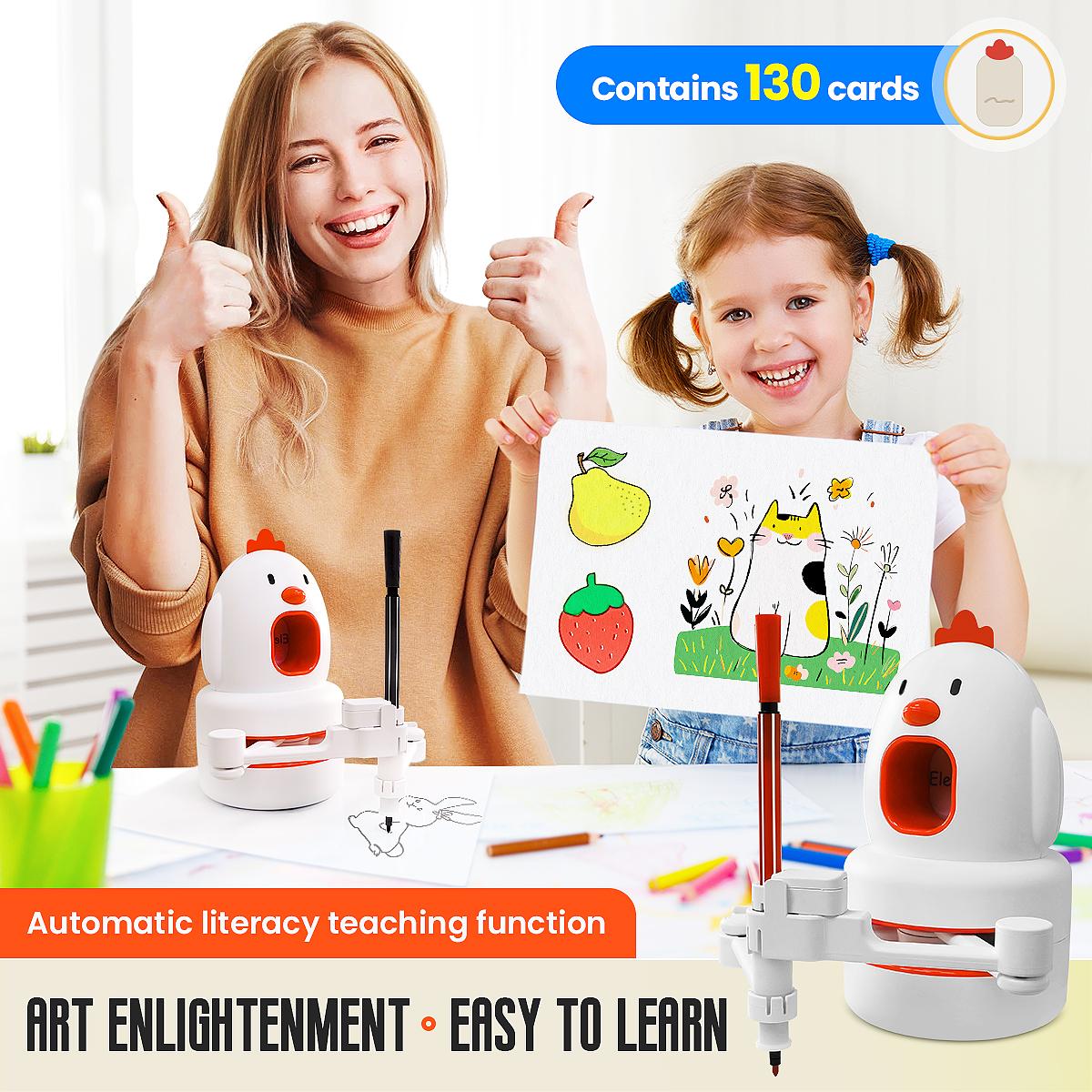 The robot drawing machine, a magic tool for parent-child interaction, helps with children's art enlightenment and comes with 130 drawing cards.