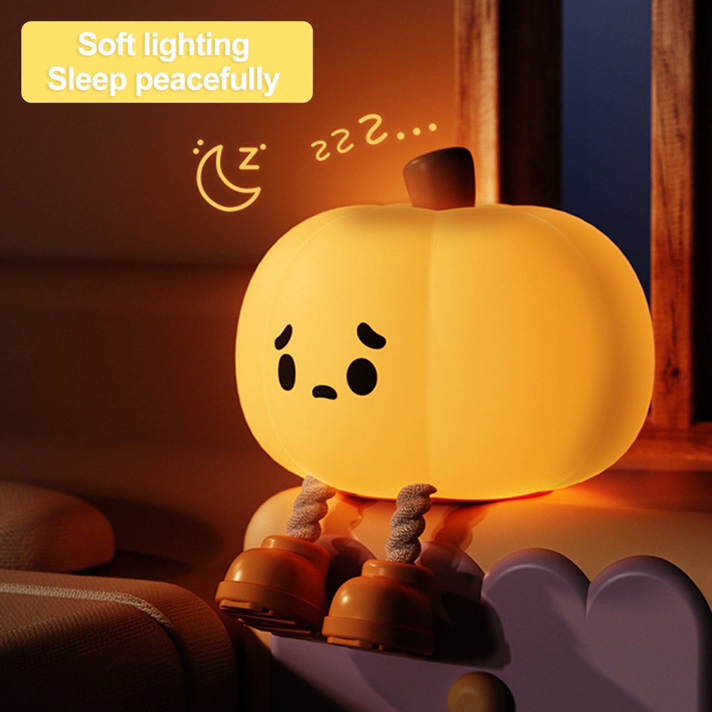 Wharick Pumpkin Night Light for Kids, LEDBedside Lamp, with Timer Night Lamp Silicone forBedroom Nursery Office